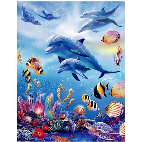 2021 Dolphin Full Drill Diy Diamond Painting Kits UK