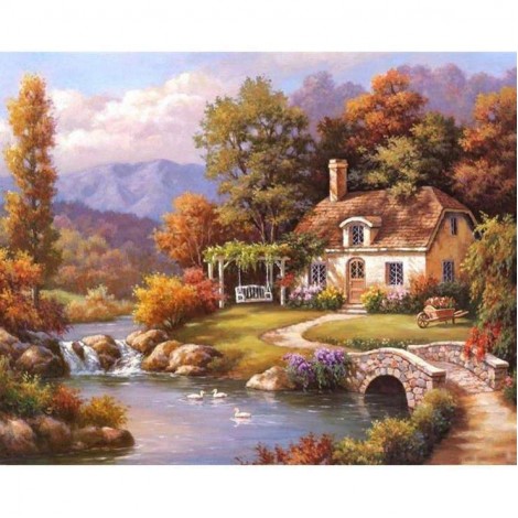 2021 Full Drill Landscape Cottage 5d Diy Diamond Painting Kits UK