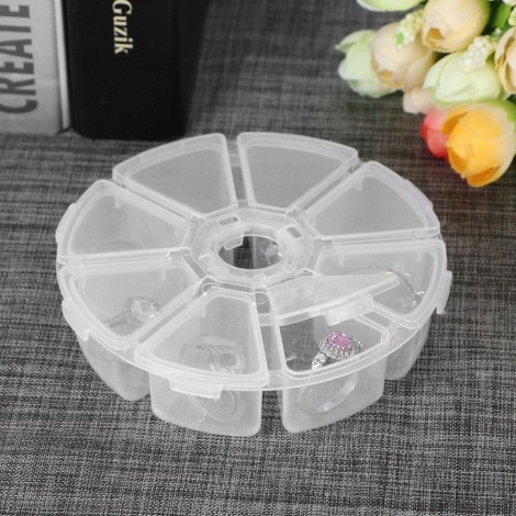 Mini 8 Grids Rhinestone Plastic Containers Box LDIY-003